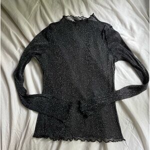 Sparkly black mesh long sleeve top